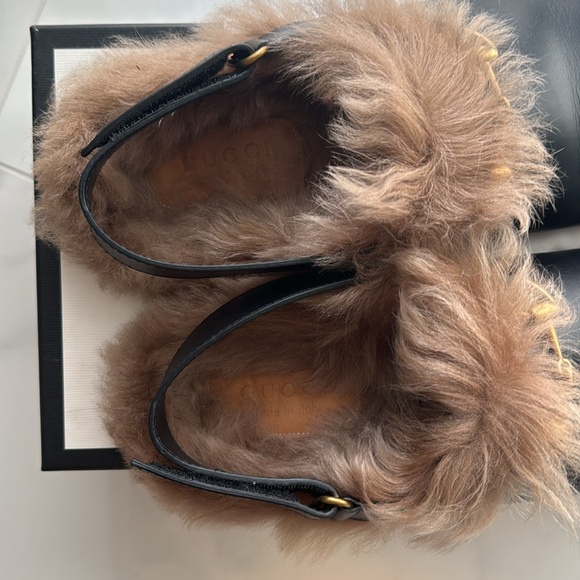 Authentic Gucci River Fur Leather Clogs Slippers Mules - Picture 3 of 5